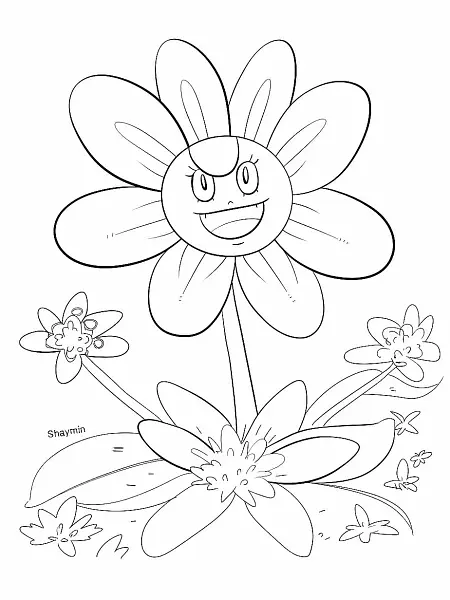 Joyful Shaymin Coloring Page - 1