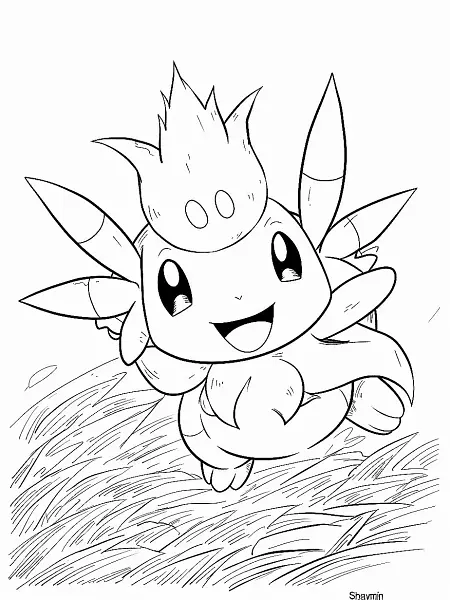 Joyful Shaymin Coloring Page - 0