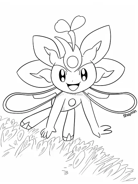 Joyful Shaymin Coloring Page - 3