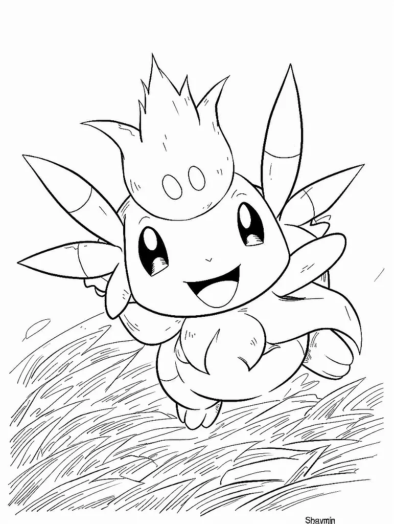 Joyful Shaymin Coloring Page