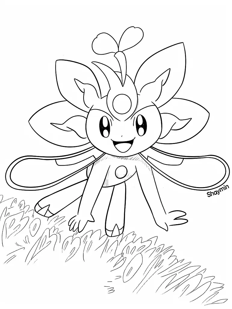 Joyful Shaymin Coloring Page 4