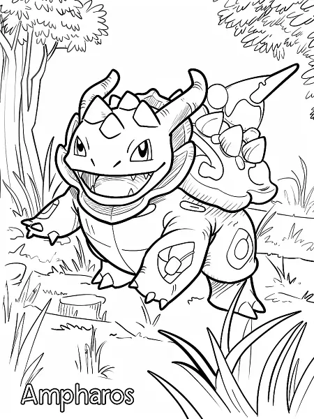 Cheerful Ampharos Coloring Page - 1