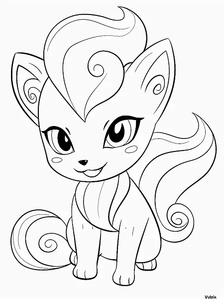 Playful Vulpix Coloring Page - 0