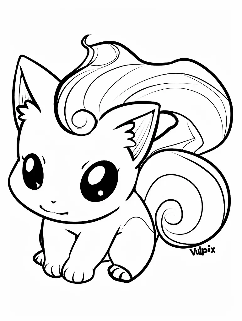 Playful Vulpix Coloring Page 4