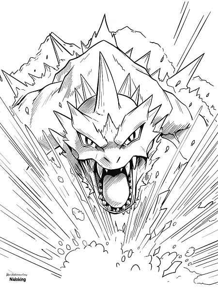 Fierce Nidoking in a Volcanic Landscape - 2