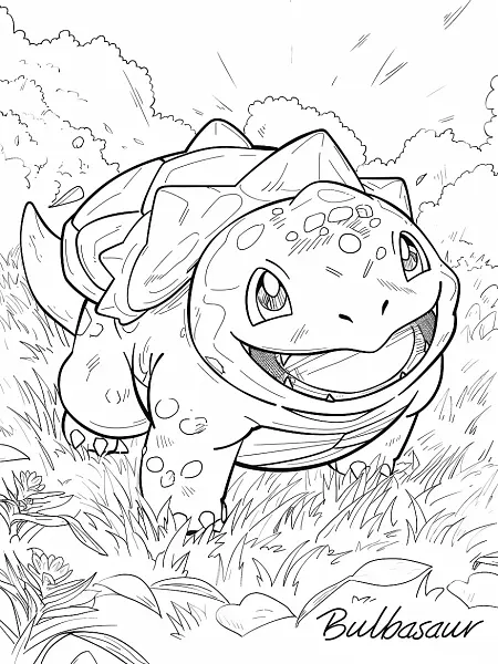 Cheerful Bulbasaur Coloring Page - 2