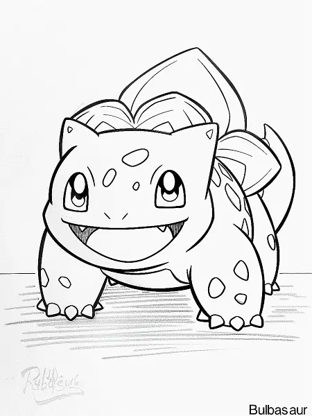 Cheerful Bulbasaur Coloring Page - 0