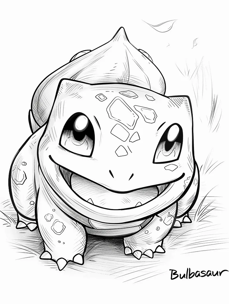 Cheerful Bulbasaur Coloring Page 4