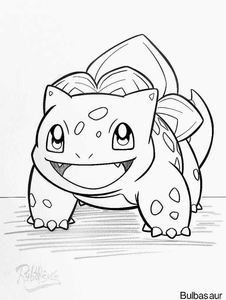 Cheerful Bulbasaur Coloring Page