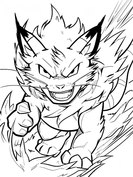 Incineroar Coloring Page with Fiery Background - 1