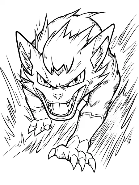 Incineroar Coloring Page with Fiery Background - 3