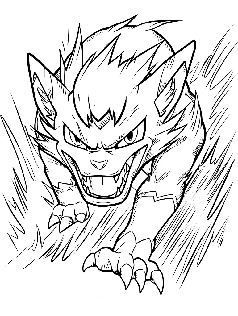 Incineroar Coloring Page with Fiery Background 4