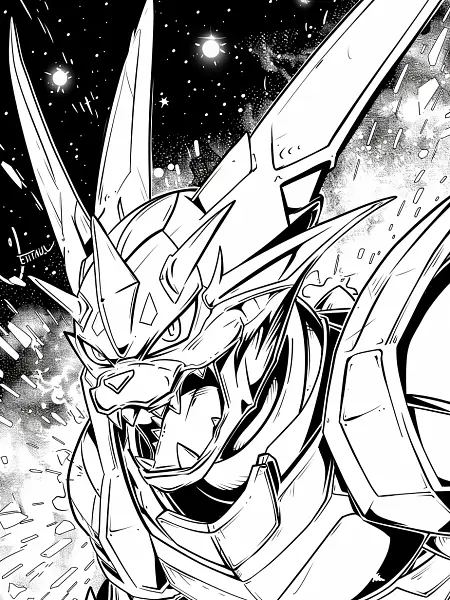 Fierce Eternatus Pokemon in Outer Space Coloring Page - 3