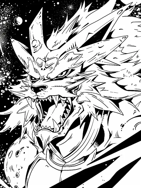 Fierce Eternatus Pokemon in Outer Space Coloring Page - 0