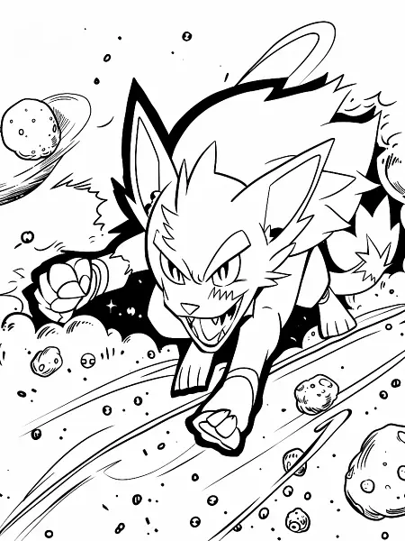 Fierce Eternatus Pokemon in Outer Space Coloring Page - 2