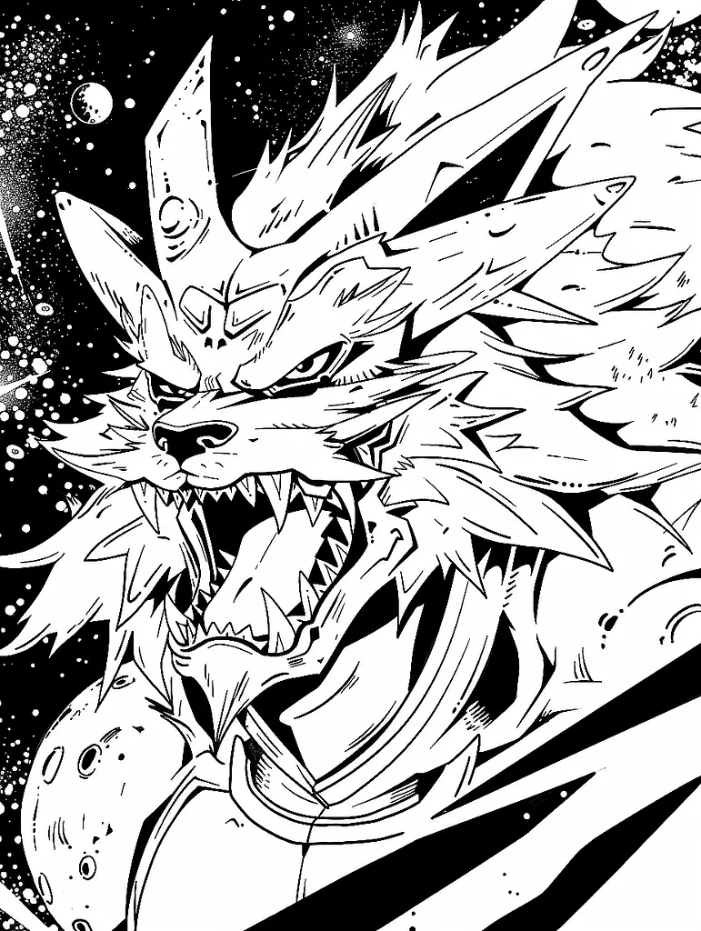 Fierce Eternatus Pokemon in Outer Space Coloring Page