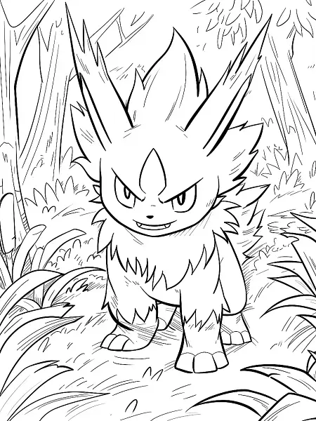 Durant Pokemon in Forest Coloring Page - 1