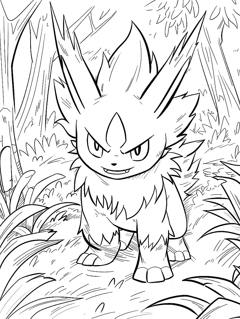 Durant Pokemon in Forest Coloring Page 2