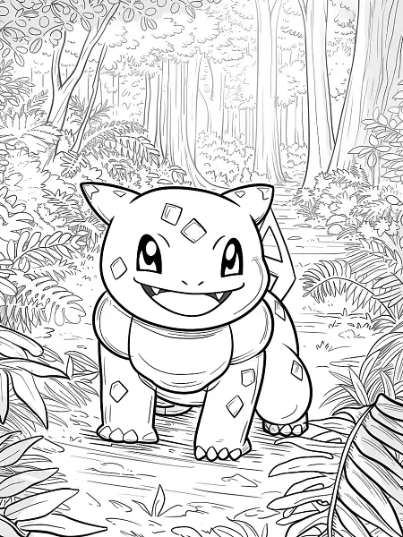 Clodsire Pokemon in Forest Coloring Page - 2