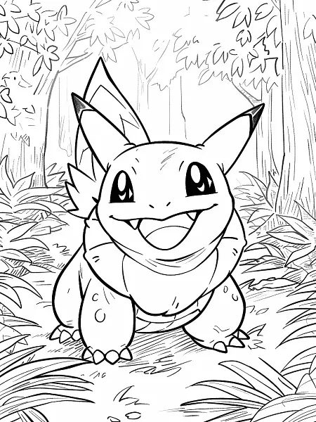 Clodsire Pokemon in Forest Coloring Page - 1