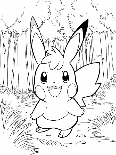 Lopunny Pokemon Coloring Page: Forest Happiness - 1