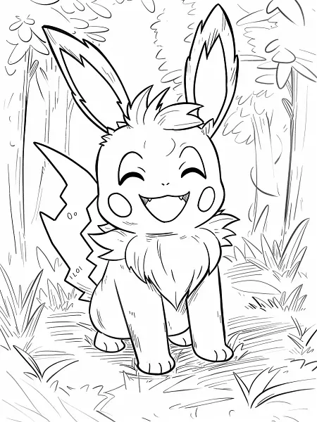 Lopunny Pokemon Coloring Page: Forest Happiness - 3