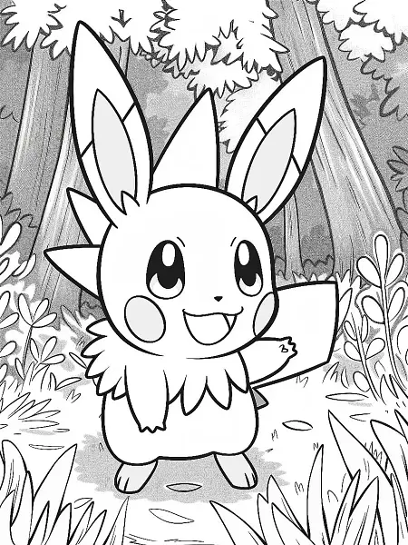 Lopunny Pokemon Coloring Page: Forest Happiness - 0