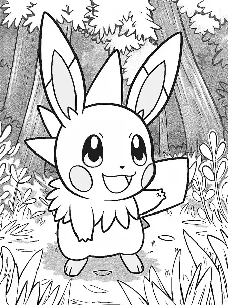 Lopunny Pokemon Coloring Page: Forest Happiness