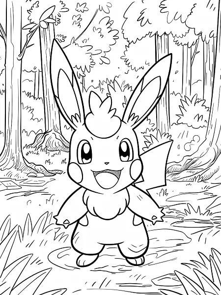 Lopunny Pokemon Coloring Page: Forest Happiness - 2