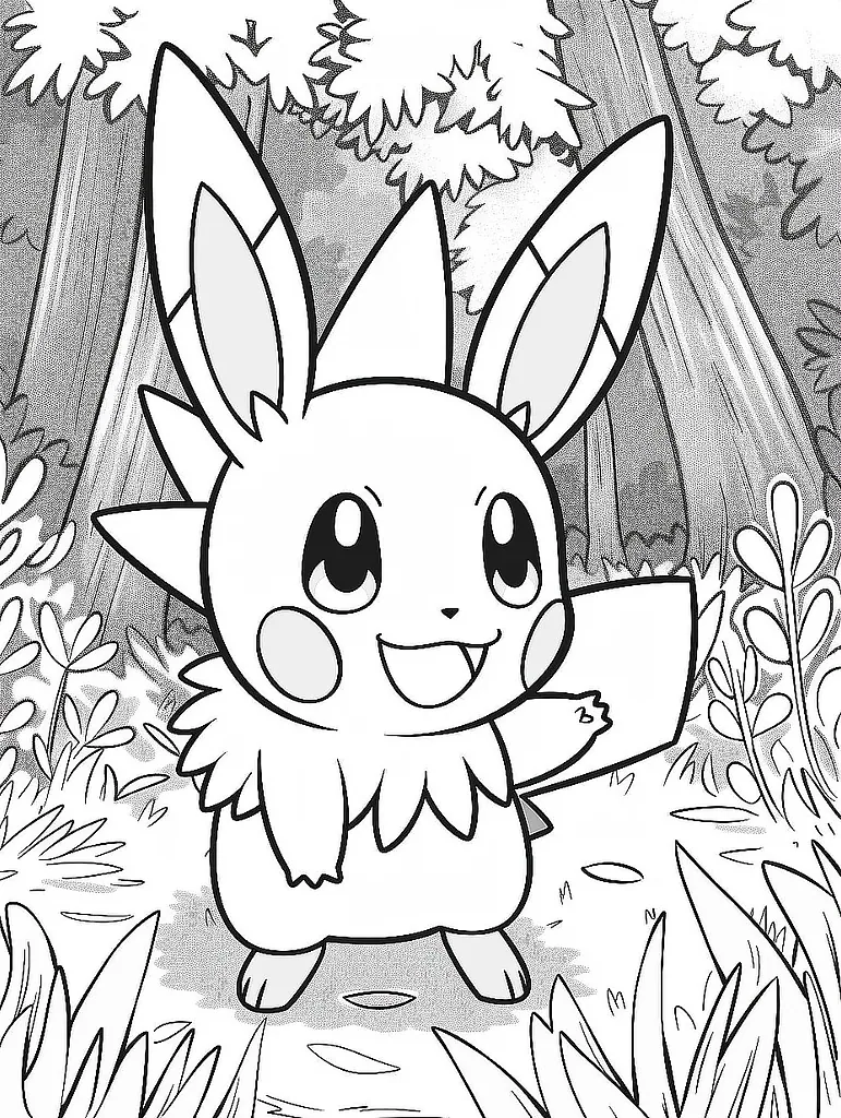 Lopunny Pokemon Coloring Page: Forest Happiness