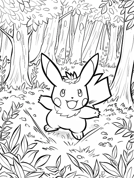 Joyful Bounsweet in Forest Coloring Page - 2