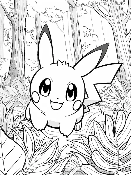 Joyful Bounsweet in Forest Coloring Page - 0