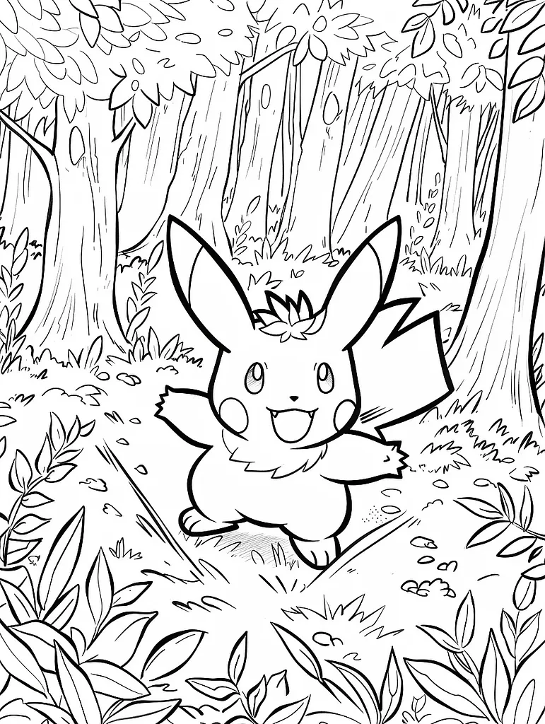 Joyful Bounsweet in Forest Coloring Page 3