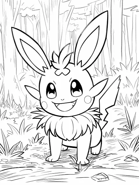 Joyful Cyndaquil in Forest Coloring Page - 3