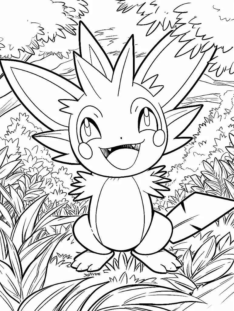 Joyful Cyndaquil in Forest Coloring Page