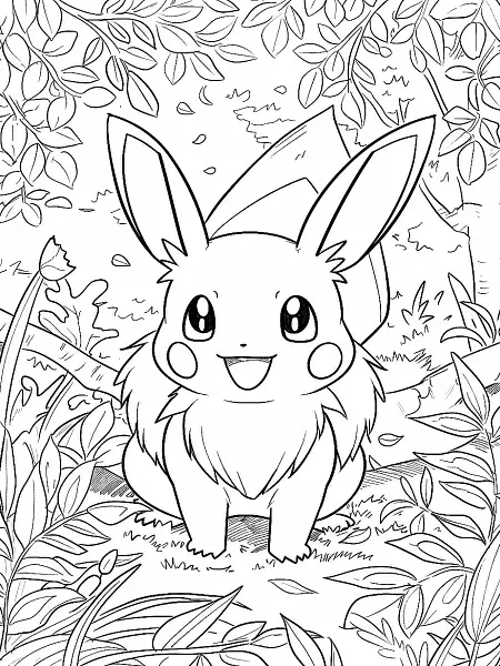 Persian Pokemon in Enchanted Forest Coloring Page - 0