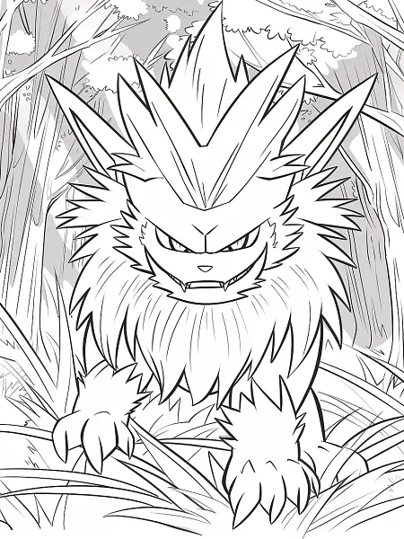 Zoroark Pokemon Coloring Page in Forest - 1