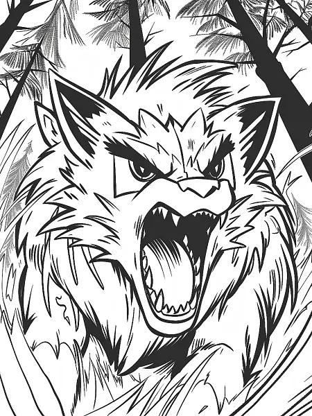 Zoroark Pokemon Coloring Page in Forest