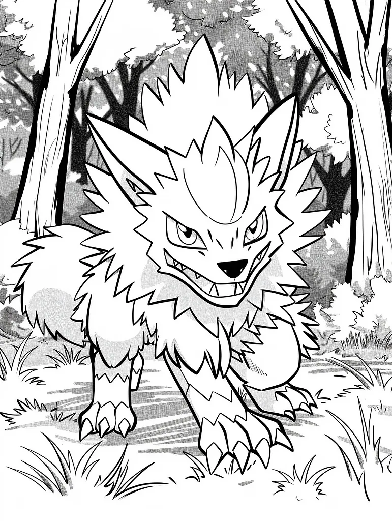 Zoroark Pokemon Coloring Page in Forest 3