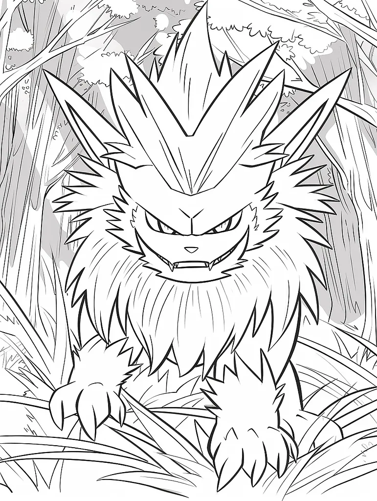 Zoroark Pokemon Coloring Page in Forest 2