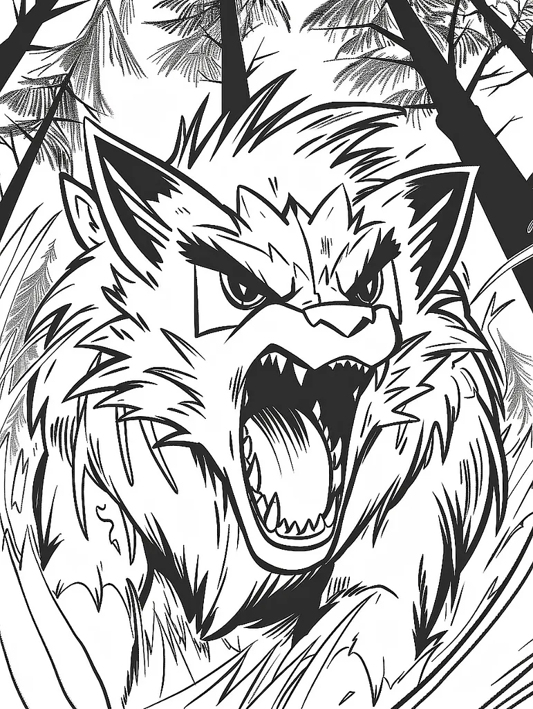 Zoroark Pokemon Coloring Page in Forest | Pokemon Coloring Pages