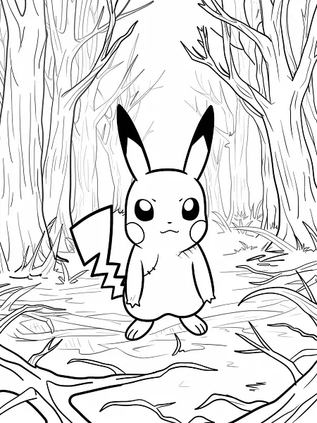 Greavard Pokemon in Haunted Forest Coloring Page - 3