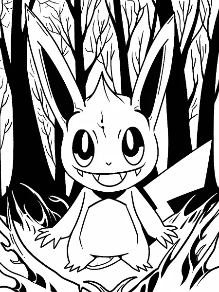 Greavard Pokemon in Haunted Forest Coloring Page - 0