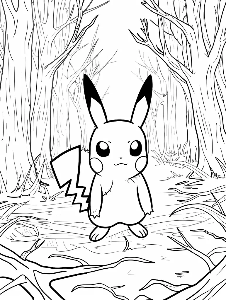 Greavard Pokemon in Haunted Forest Coloring Page 4