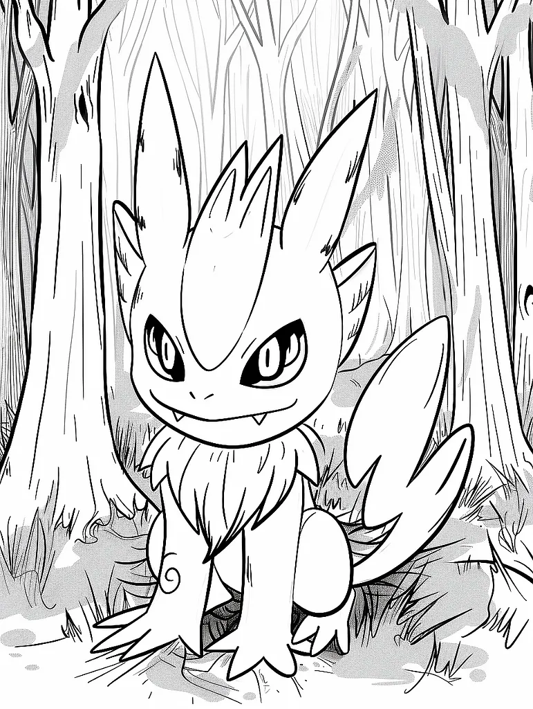 Greavard Pokemon in Haunted Forest Coloring Page 2