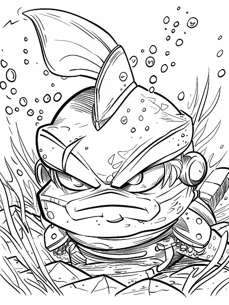 Kabuto Determined Underwater Coloring Page - 1