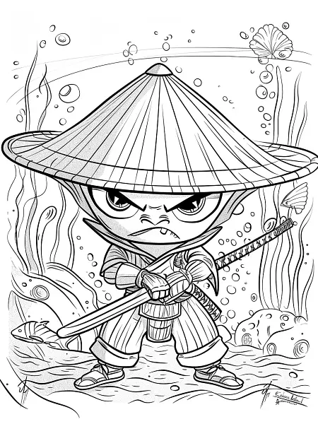 Kabuto Determined Underwater Coloring Page - 3