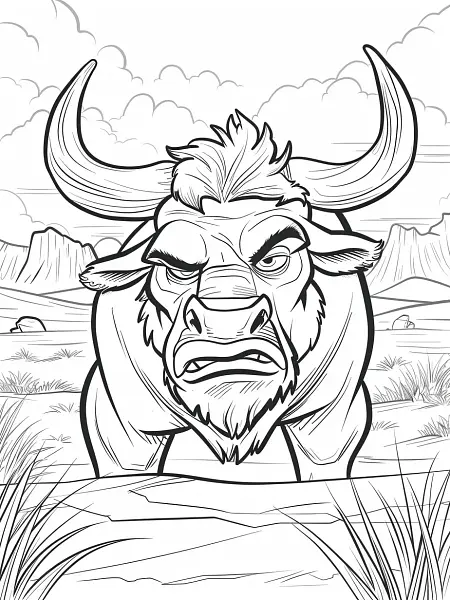 Tauros in the Desert: Coloring Page - 3