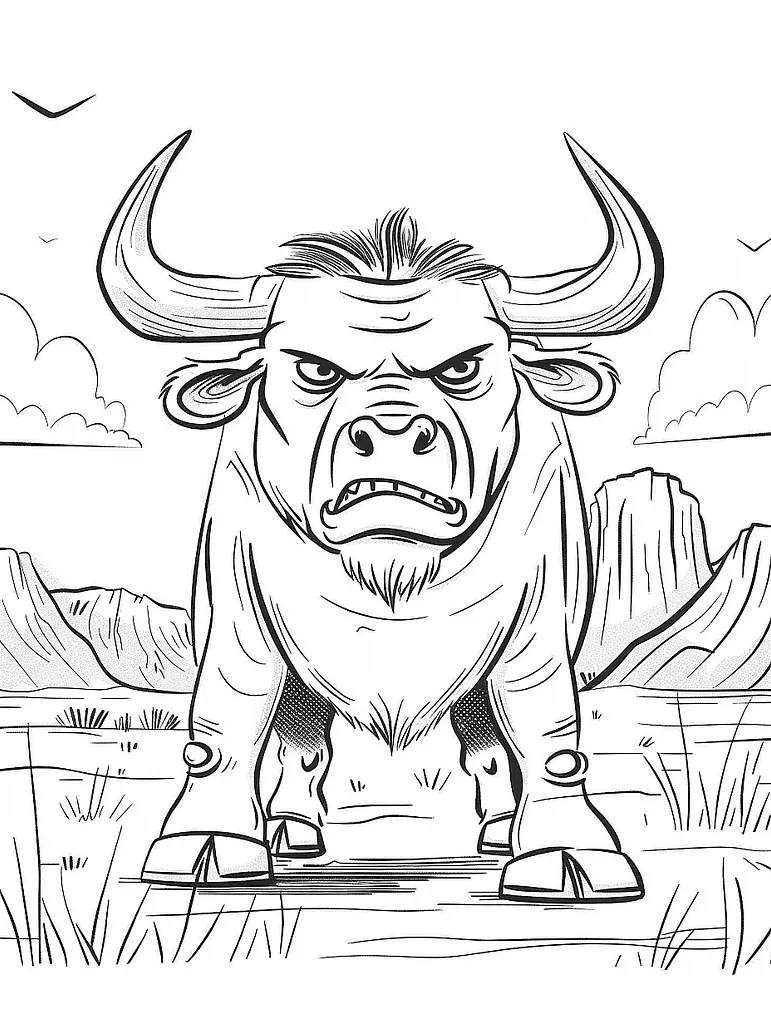 Tauros in the Desert: Coloring Page 2