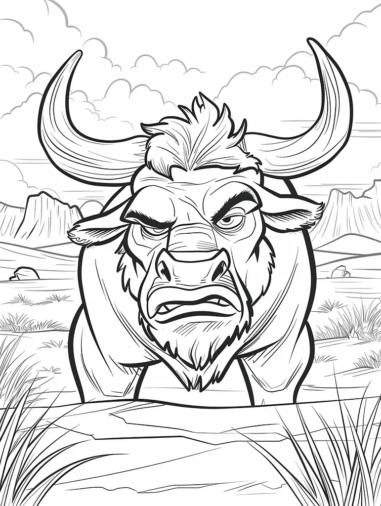 Tauros in the Desert: Coloring Page 4